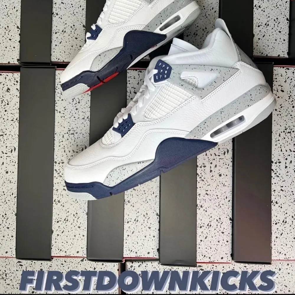 Nike Air Jordan 4 White Smoke Grey Fire Red Midnight Navy DH6927-140 Size 14​